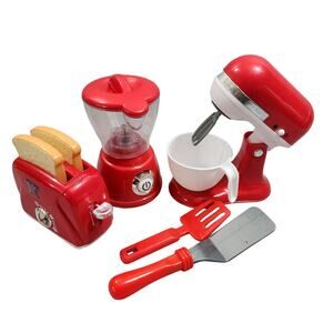 Pretend Play Toy Kitchen Cooking Appliances Toaster Blender Mixer Spatulas 10pcs